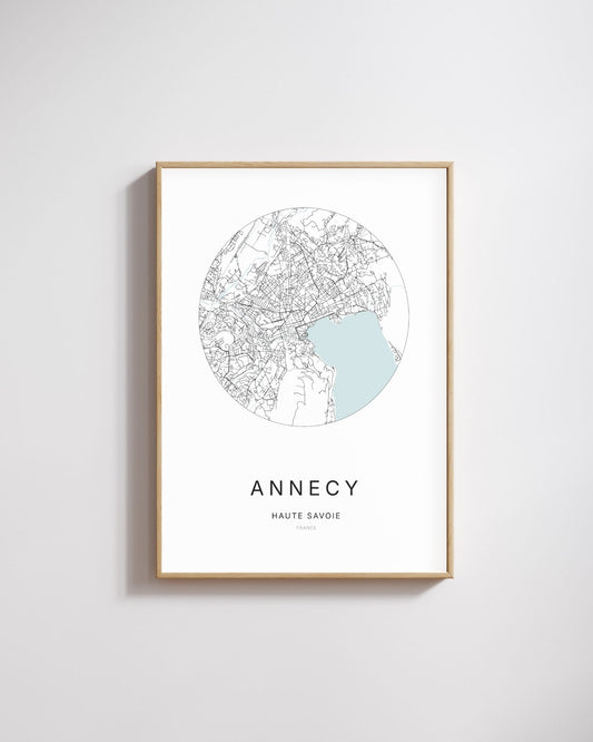 Affiche de Annecy - Plan urbain minimaliste