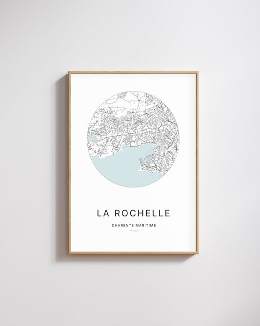 Affiche de La Rochelle - Plan urbain minimaliste
