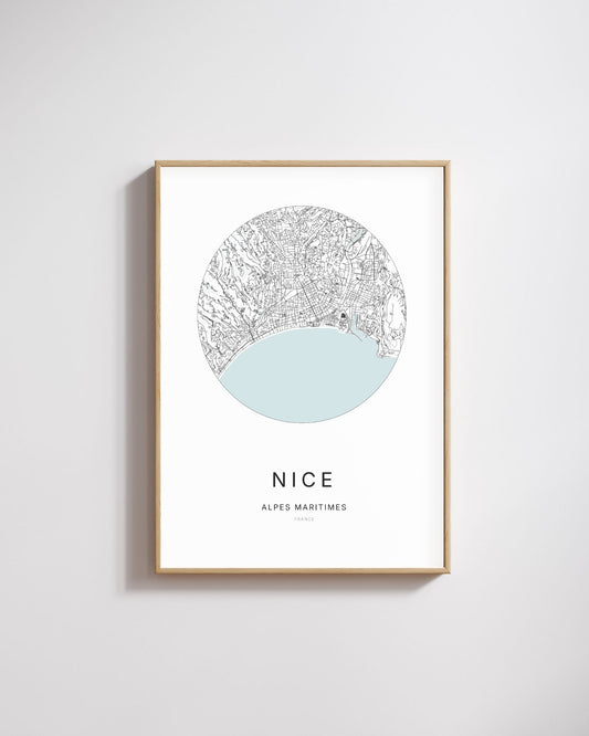 Affiche de Nice- Plan urbain minimaliste