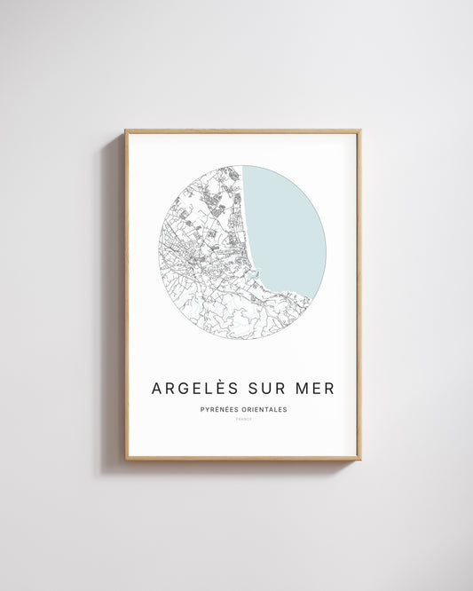 Affiche minimaliste d’Argelès-sur-Mer – plan de ville.