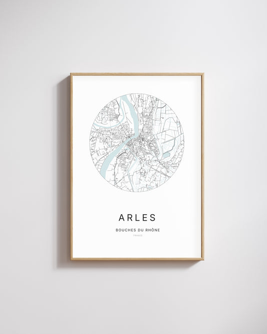 Affiche minimaliste de Arles – plan de ville.