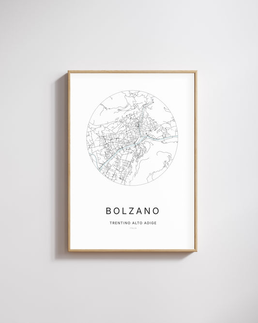 Affiche minimaliste de Bolzano – plan de ville.