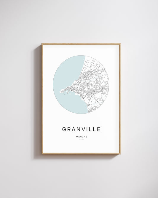 Affiche minimaliste de Granville – plan de ville