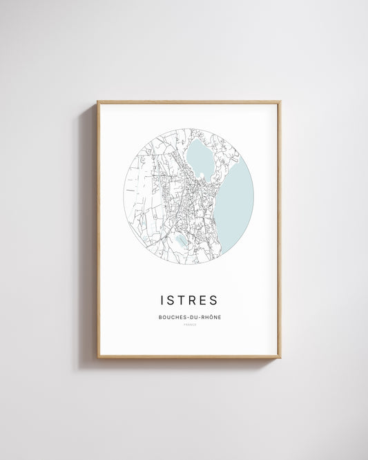 Affiche minimaliste d’Istres – plan de ville.