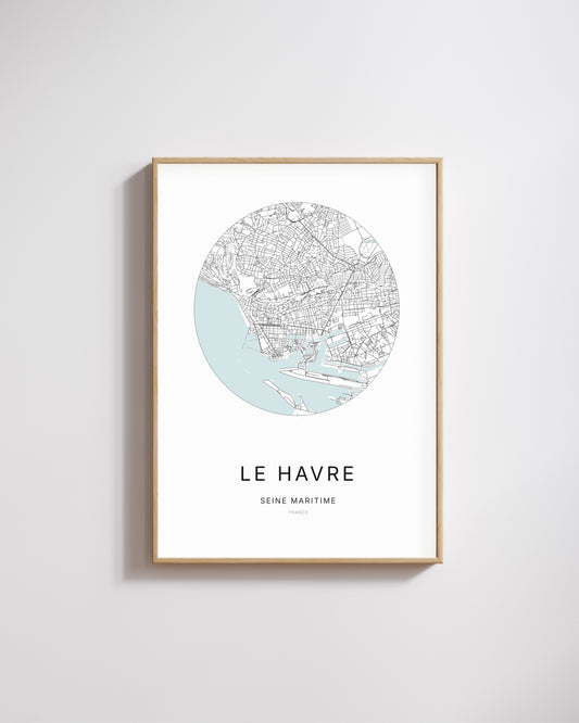 Affiche minimaliste de Le Havre – plan de ville
