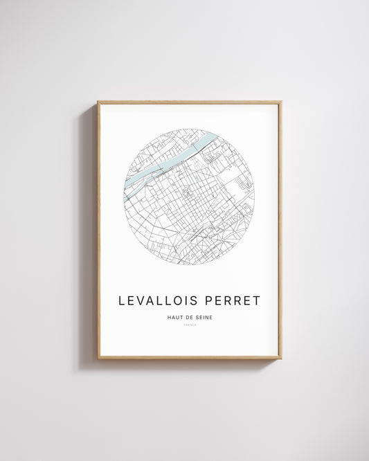 Affiche minimaliste de Levallois-Perret – plan de ville
