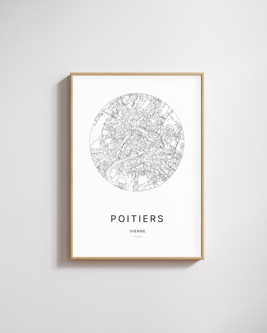 Affiche minimaliste de Poitiers – plan de ville.
