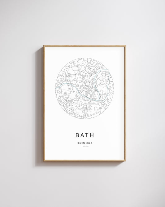 Poster représentant le plan de la ville de Bath.