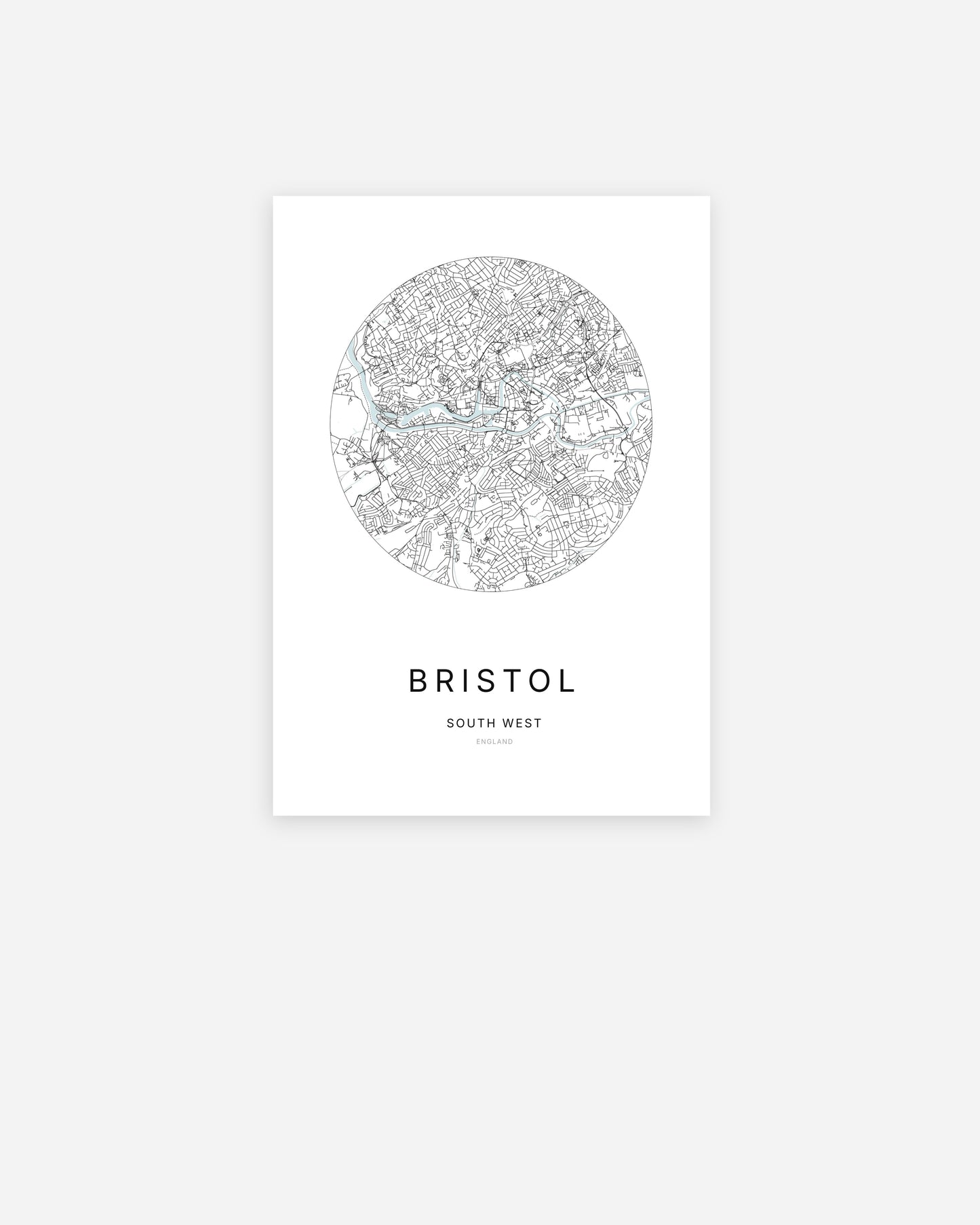 Plan de la ville de Bristol au design minimaliste.