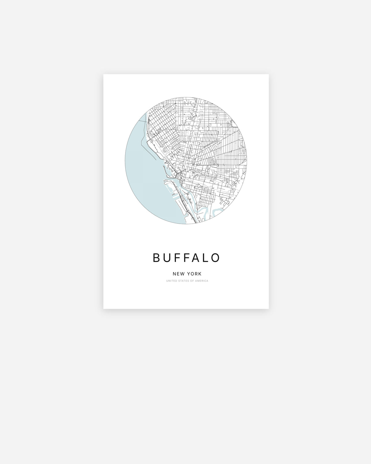 Minimalist city map of Buffalo, New York.