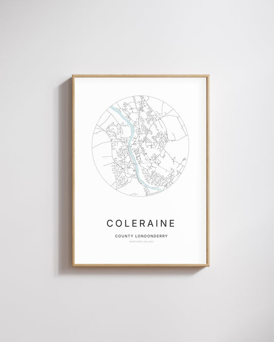 Poster représentant le plan de la ville de Coleraine.