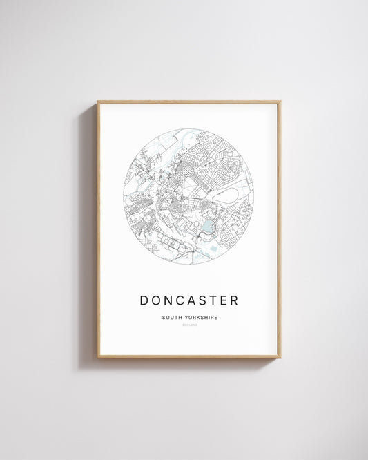 Poster représentant le plan de la ville de Doncaster.