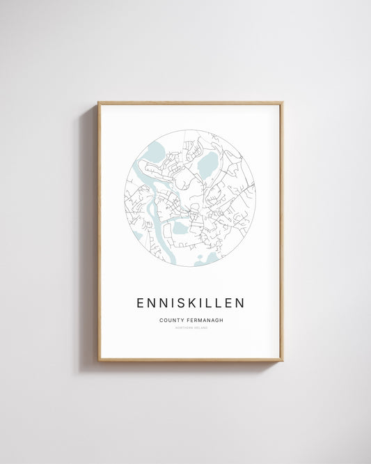 Poster représentant le plan de la ville d’Enniskillen.
