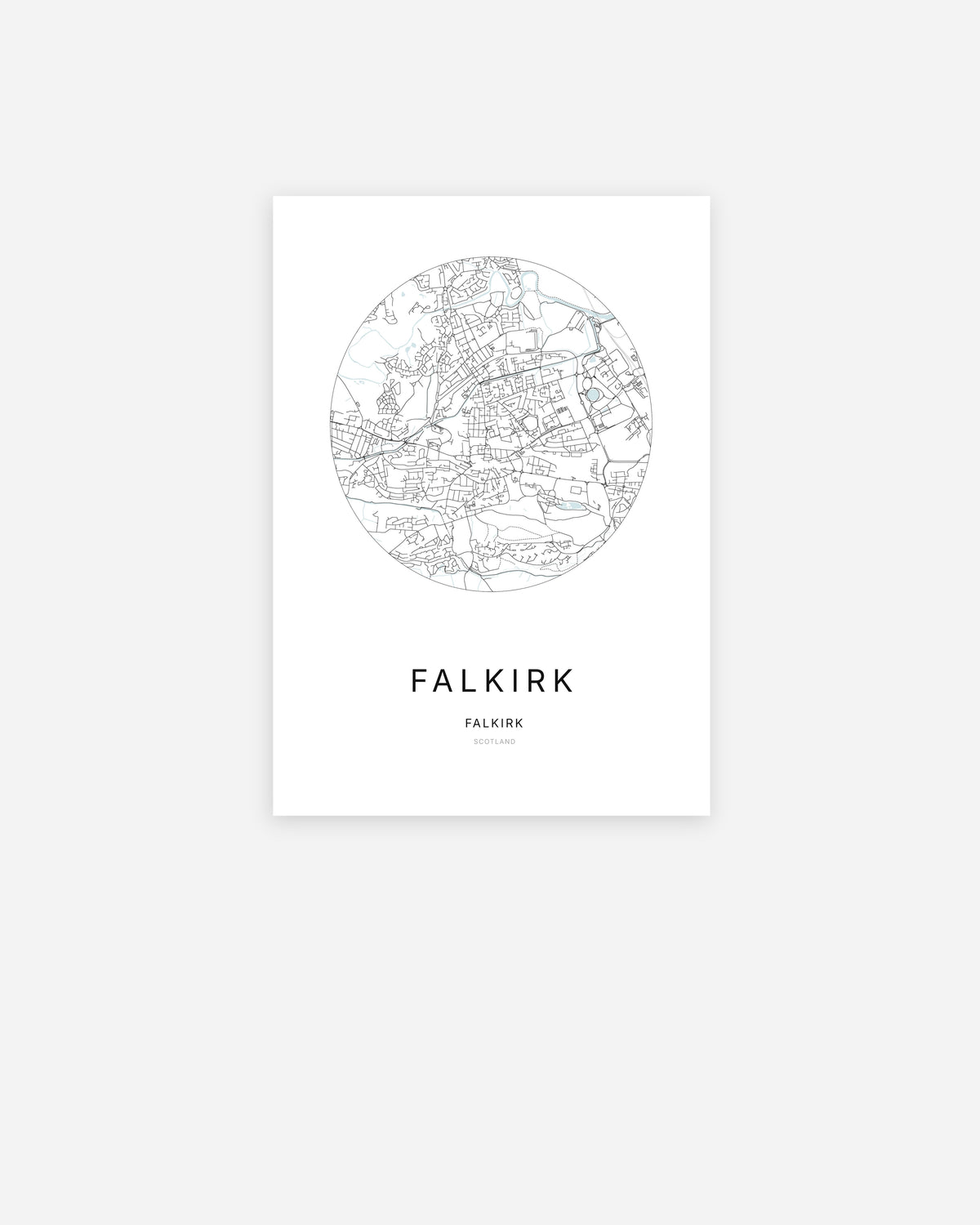 Plan de la ville de Falkirk au design minimaliste.