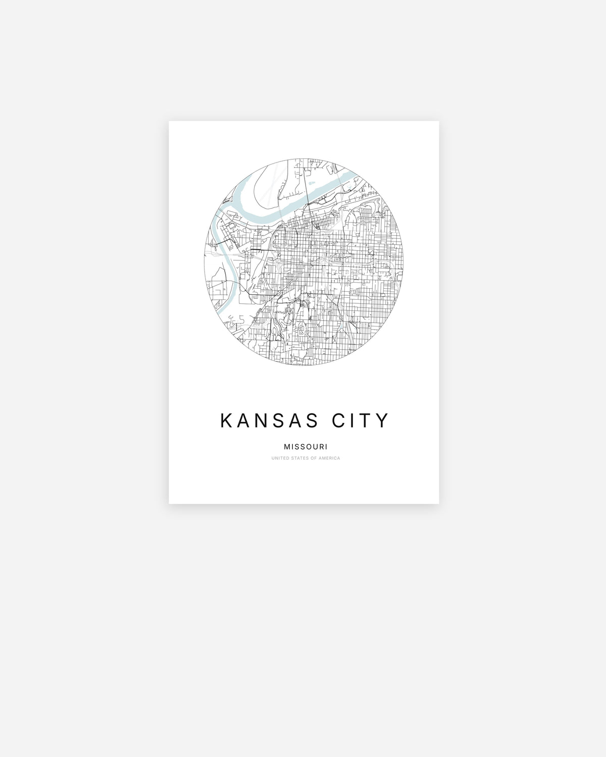 Plan de la ville de Kansas City au design minimaliste.