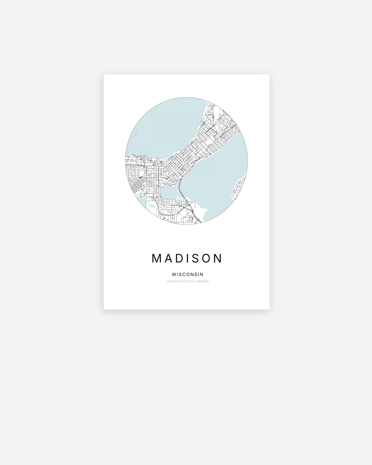 Plan de la ville de Madison au design minimaliste.