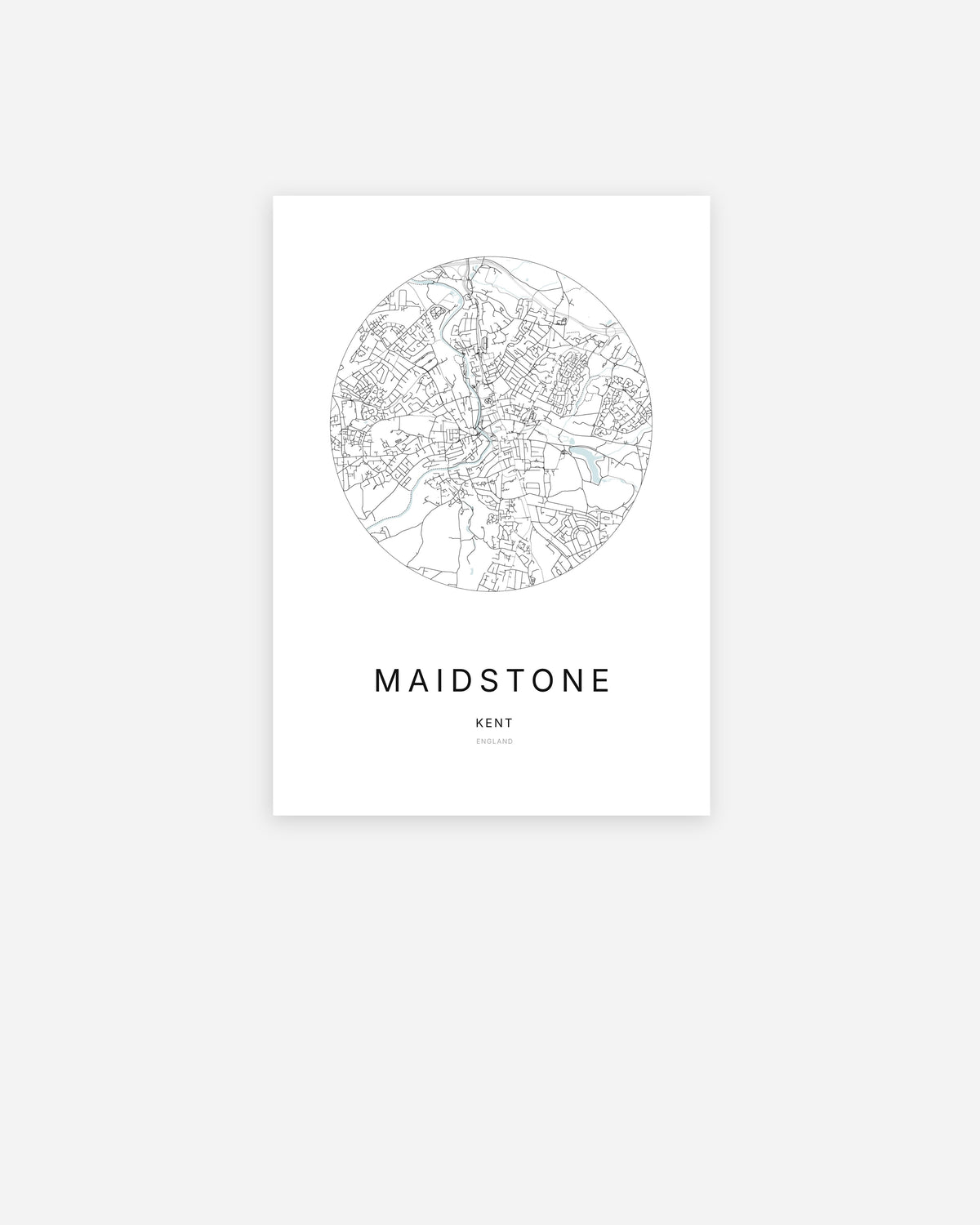 City map of Maidstone in a minimalist design.