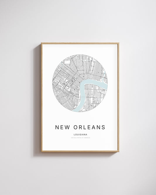 Poster représentant le plan de la ville de La Nouvelle-Orléans.