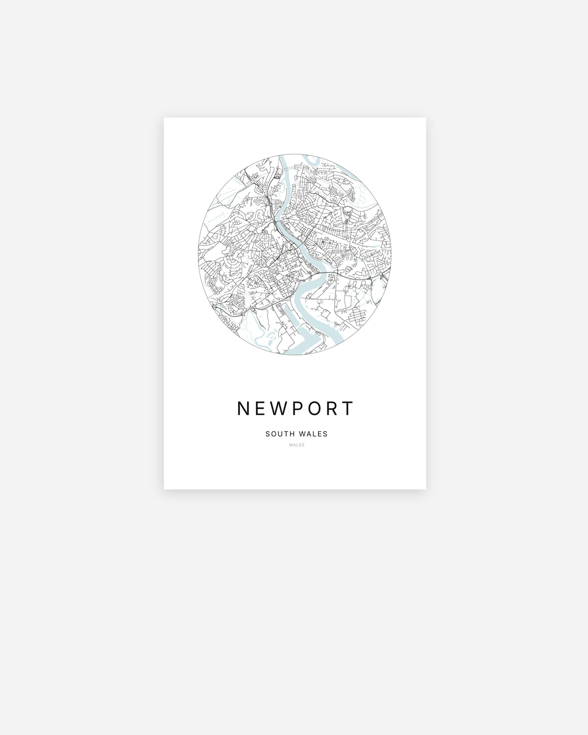 City map of Newport in a minimalist design.