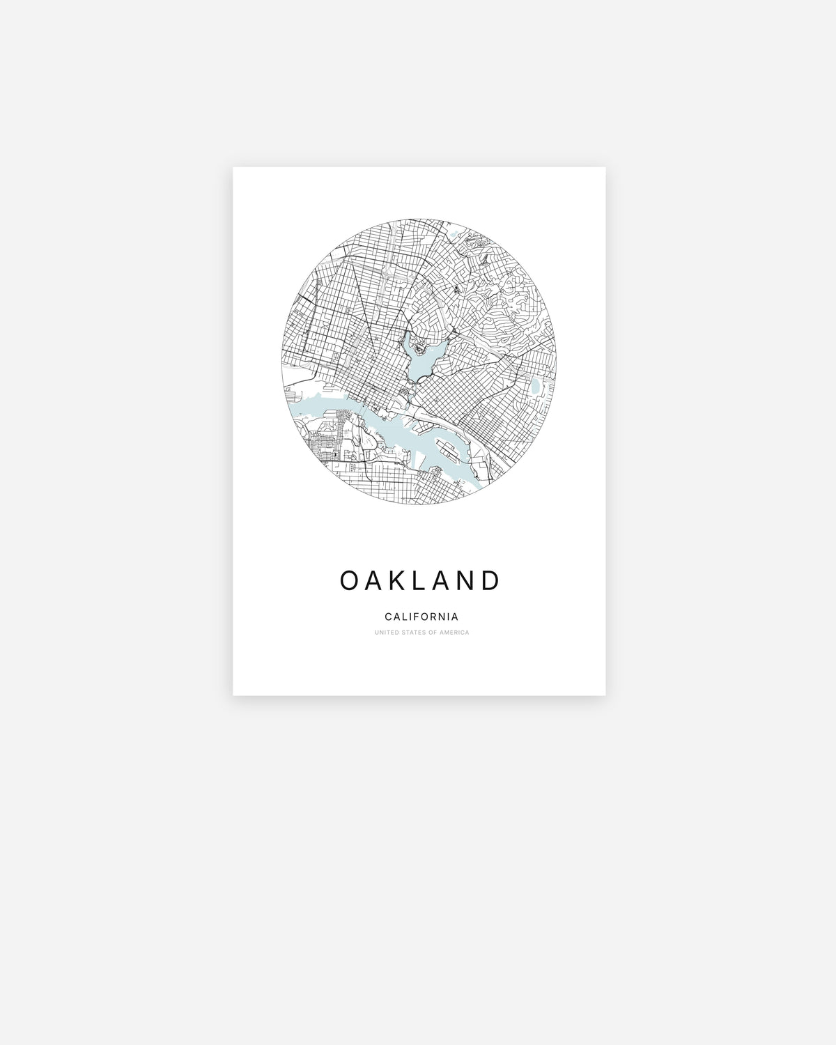 Plan de la ville d’Oakland au design minimaliste.
