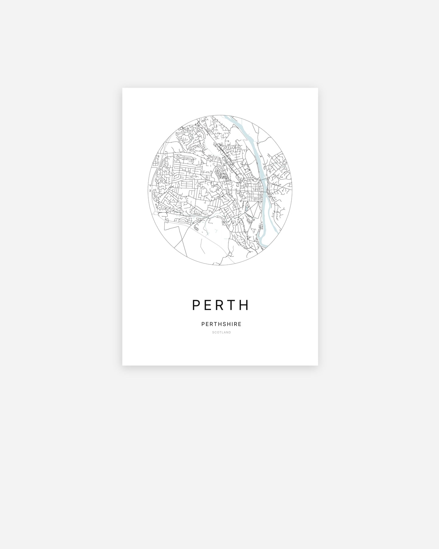 Plan de la ville de Perth au design minimaliste.