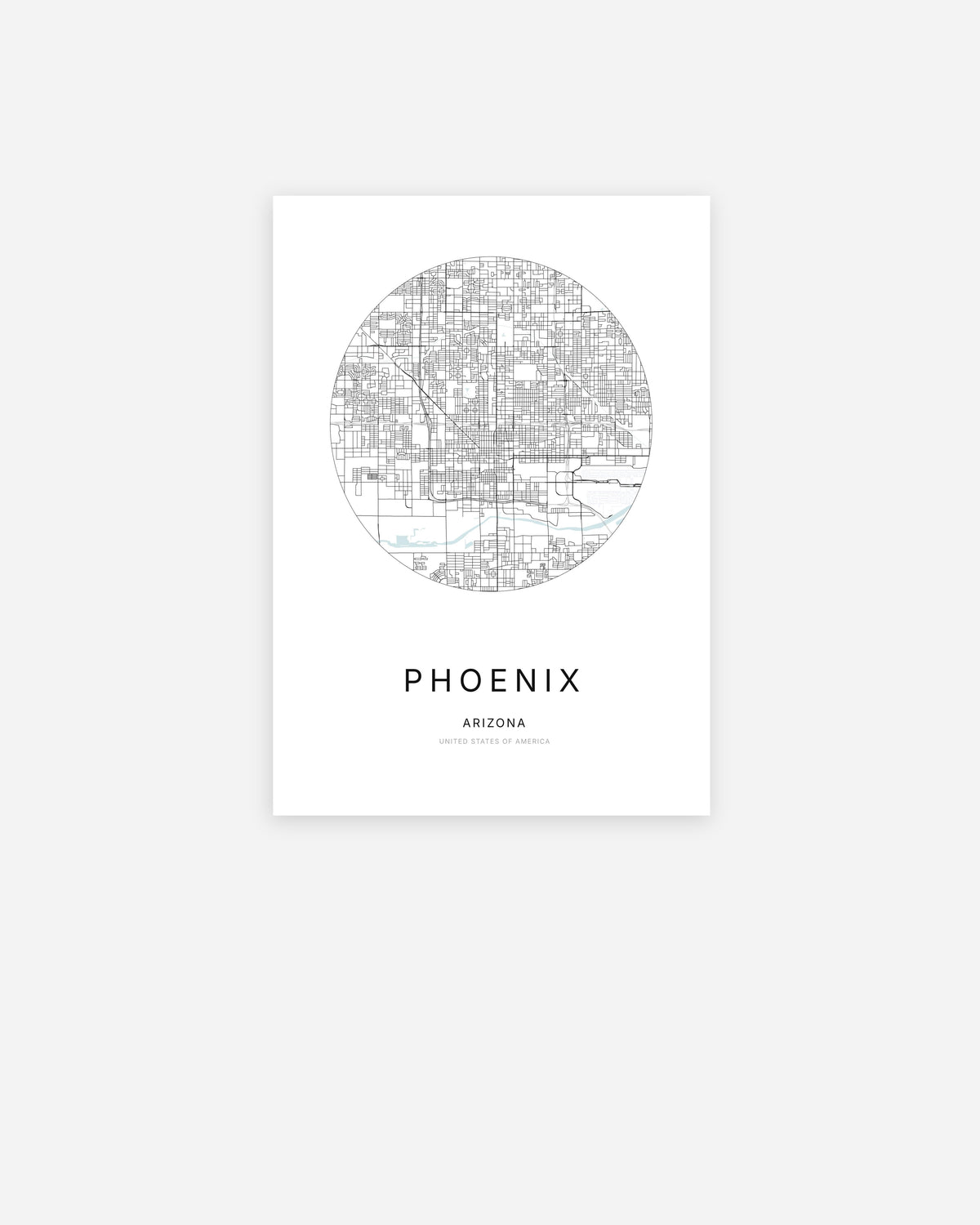 Plan de la ville de Phoenix au design minimaliste.