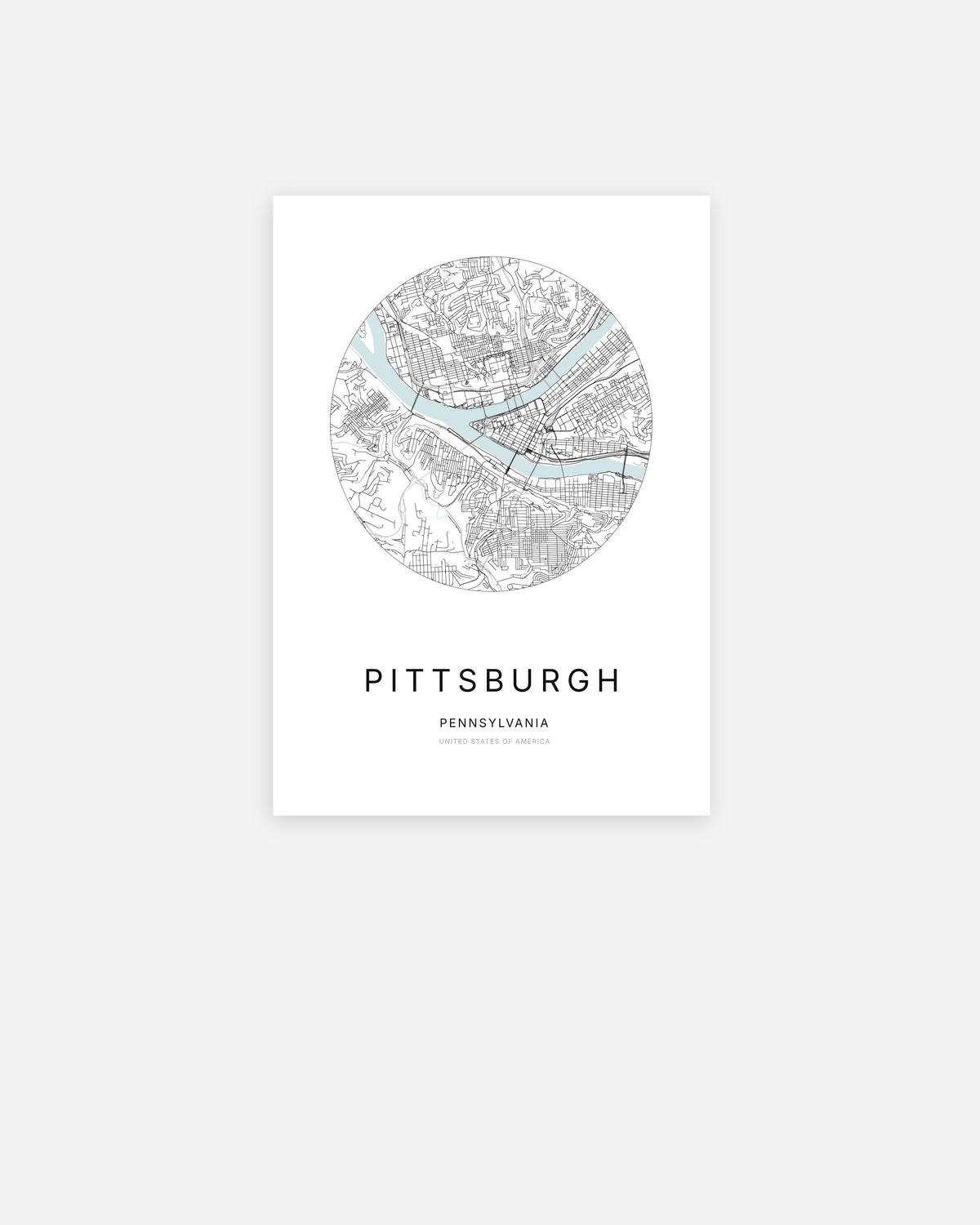 Plan de la ville de Pittsburgh au design minimaliste.