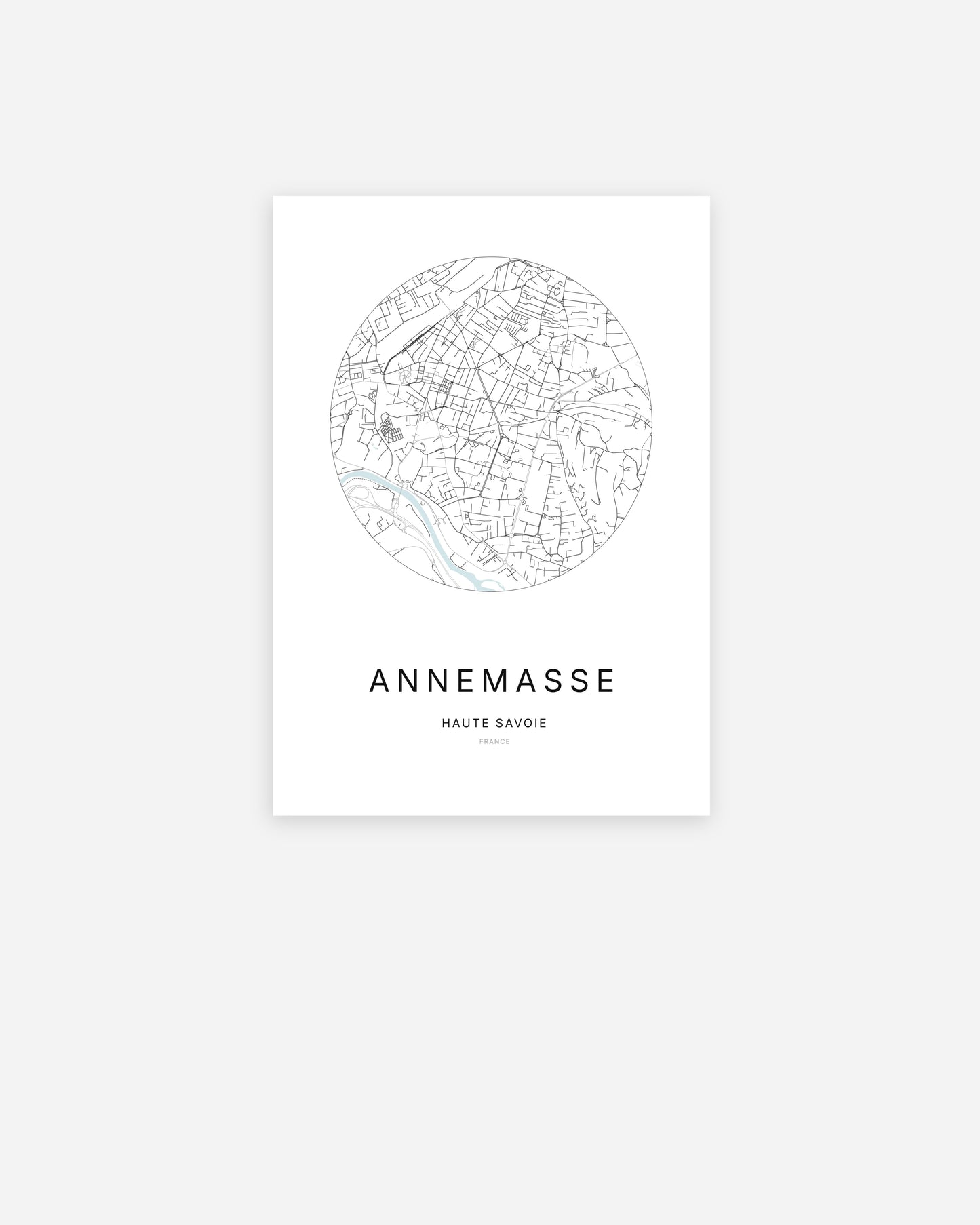 Plan de la ville de Annemasse au design minimaliste.