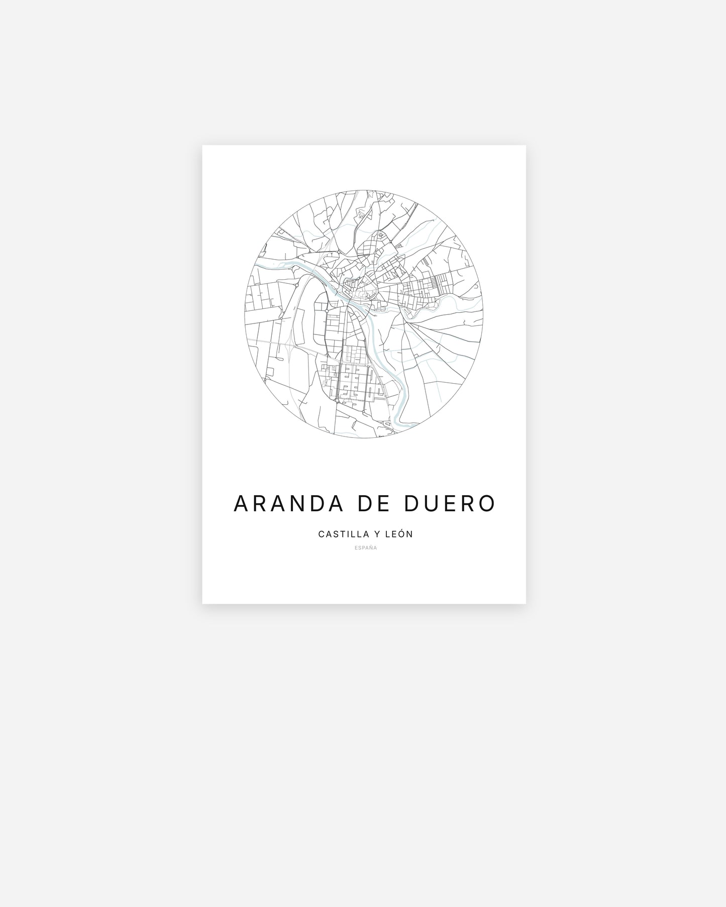 Plan de la ville d'Aranda de Duero au design minimaliste.