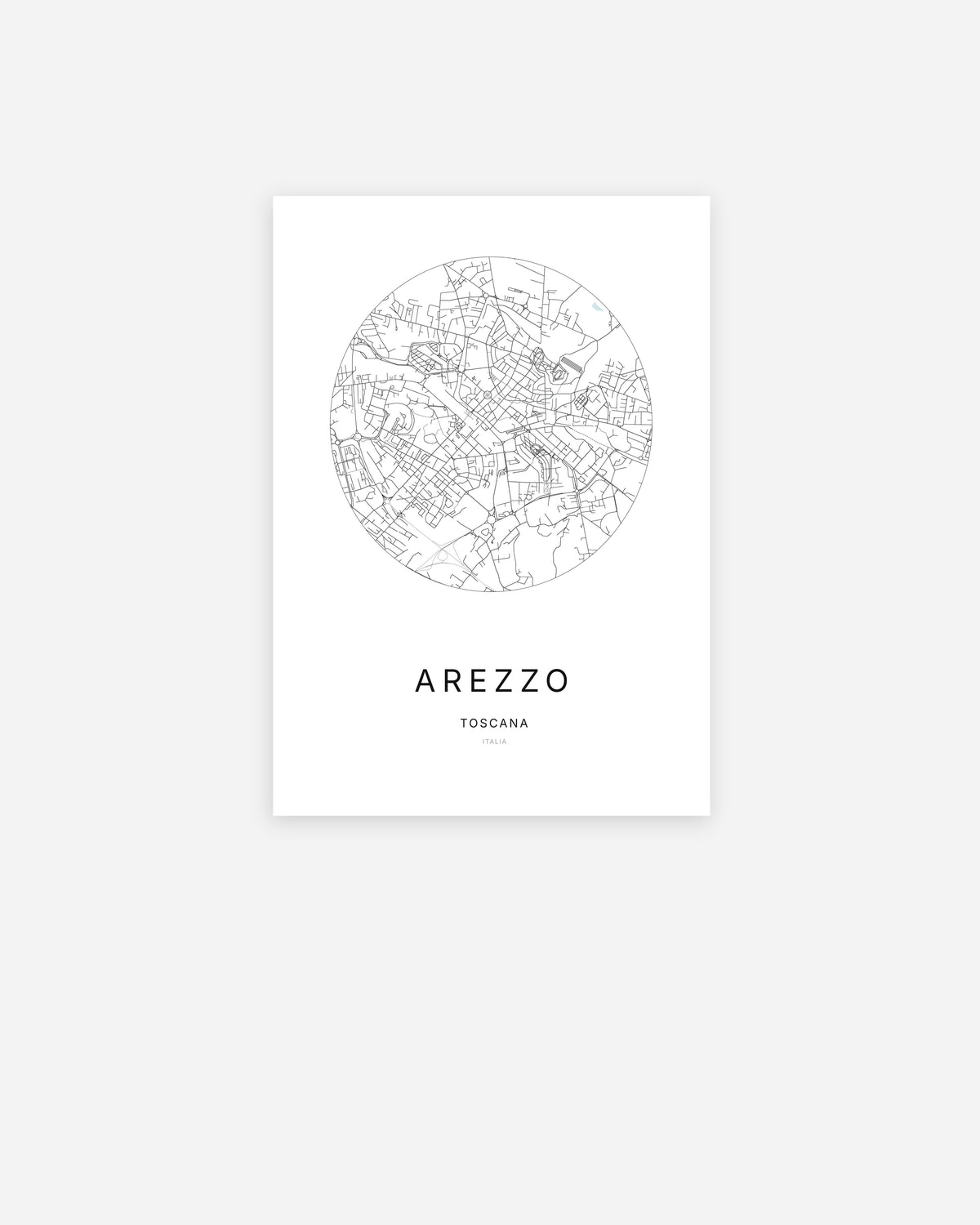 Plan de la ville de Arezzo au design minimaliste.