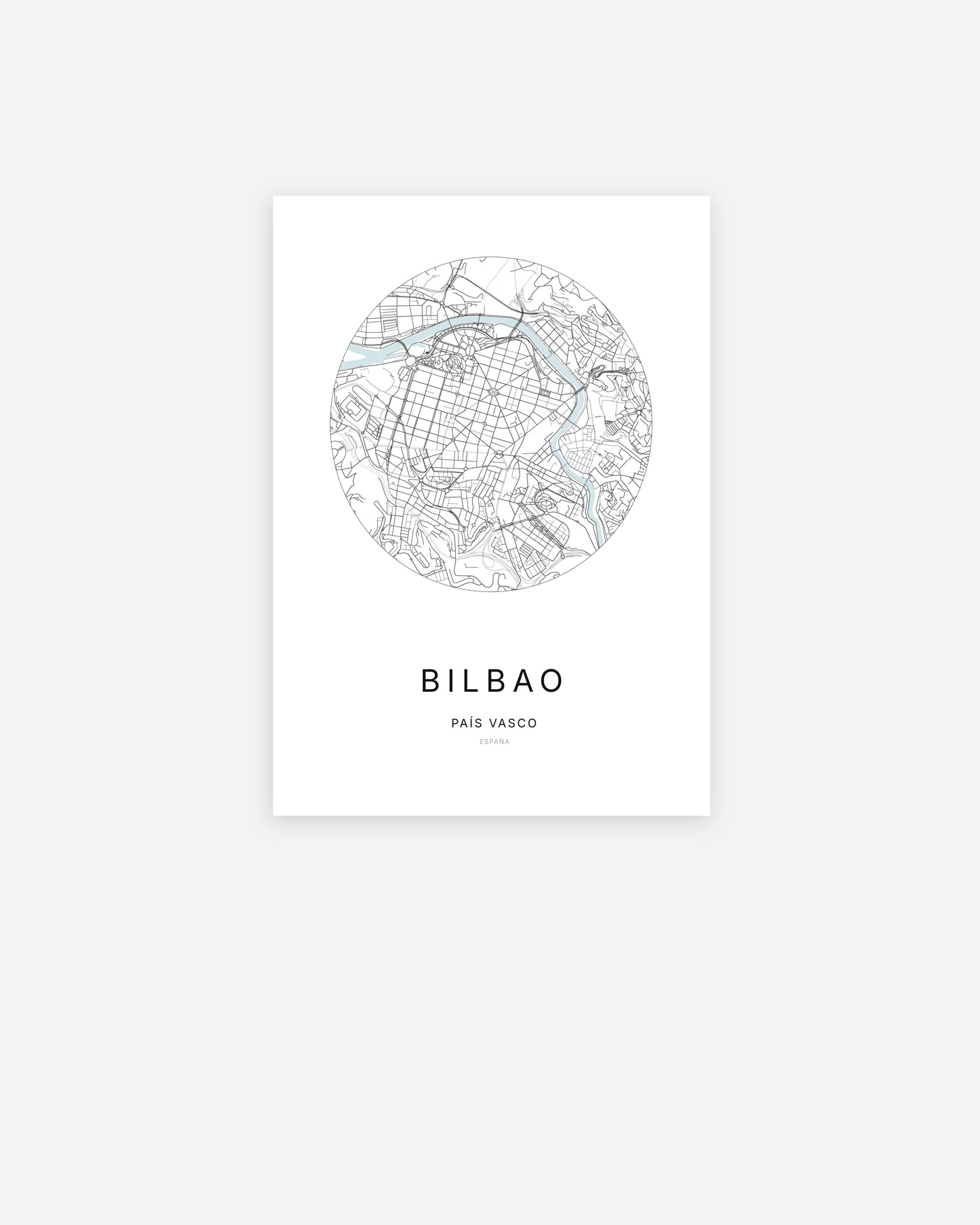 Plan de la ville de Bilbao au design minimaliste.