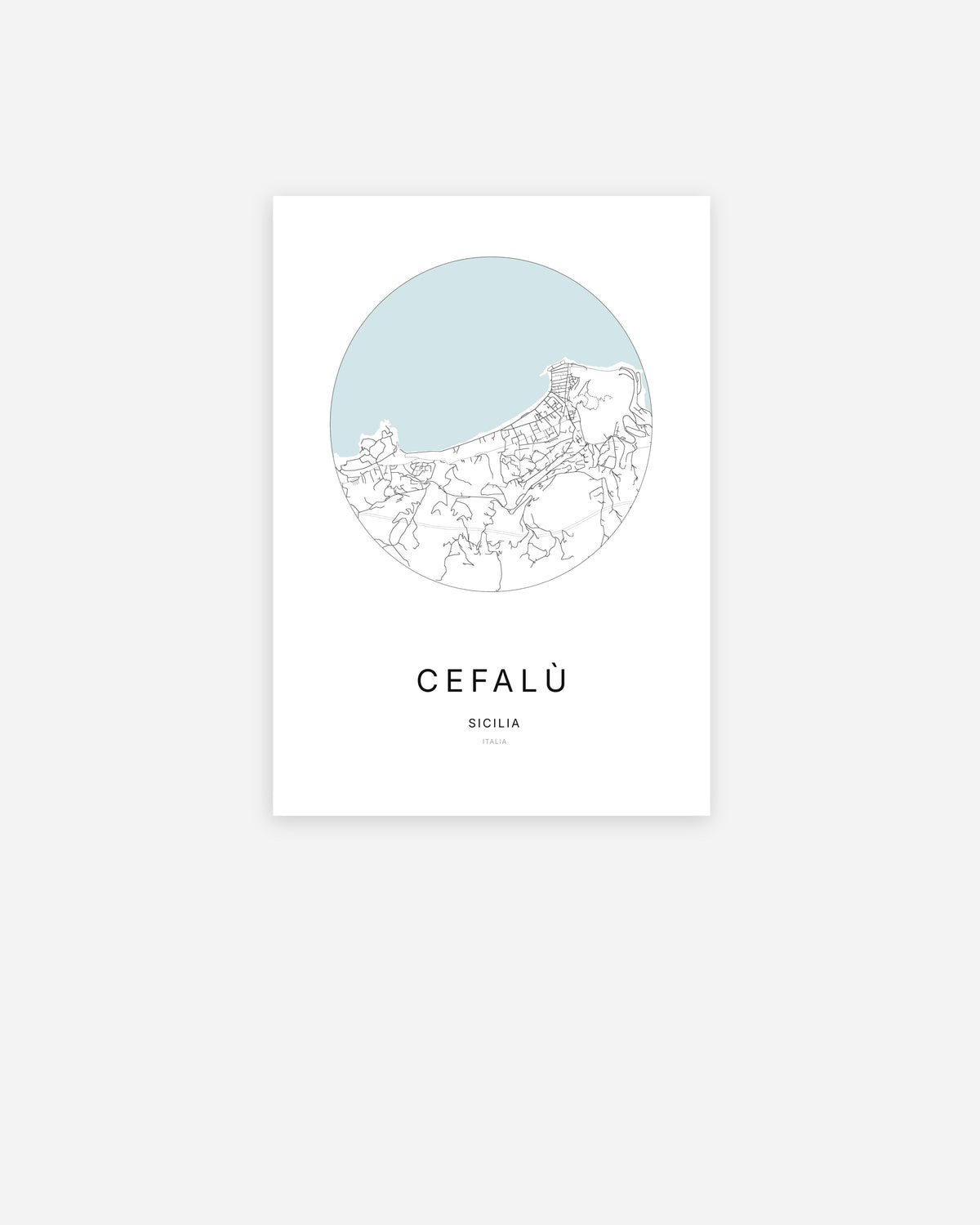 Plan de la ville de Cefalù au design minimaliste.