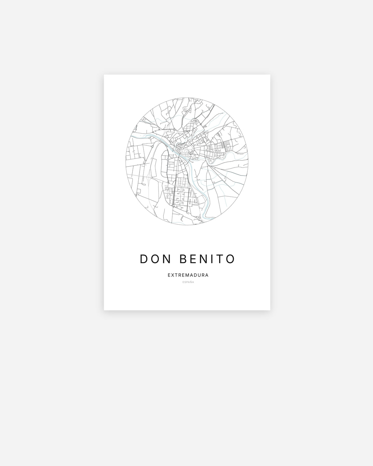 Plan de la ville de Don Benito au design minimaliste.