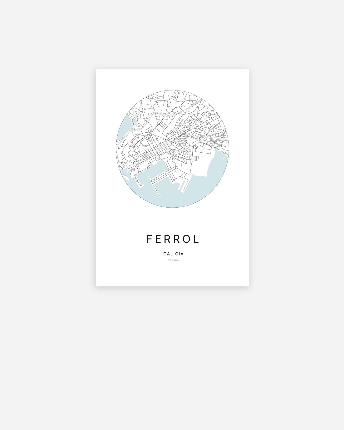 Plan de la ville de Ferrol au design minimaliste.
