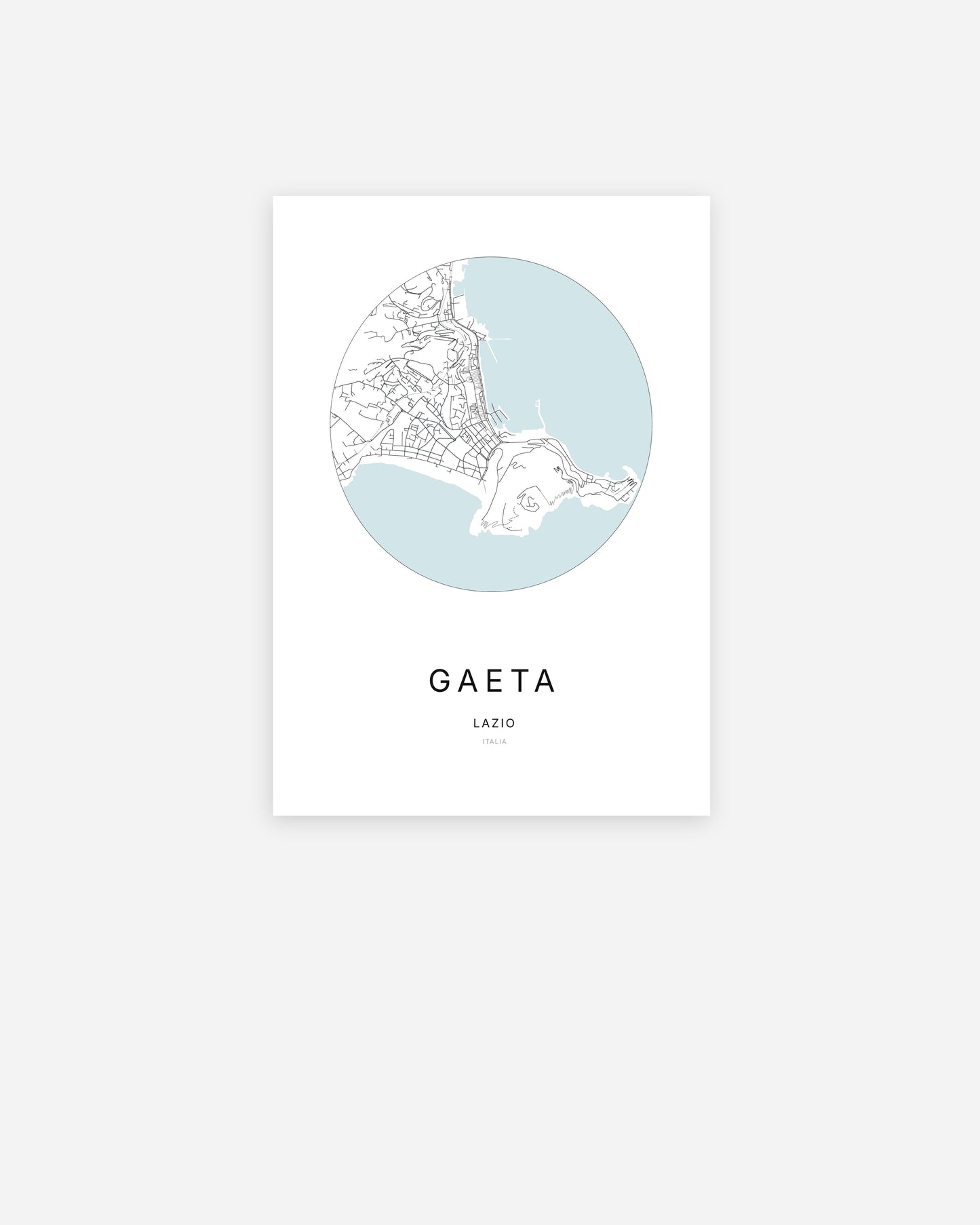 Plan de la ville de Gaeta au design minimaliste.