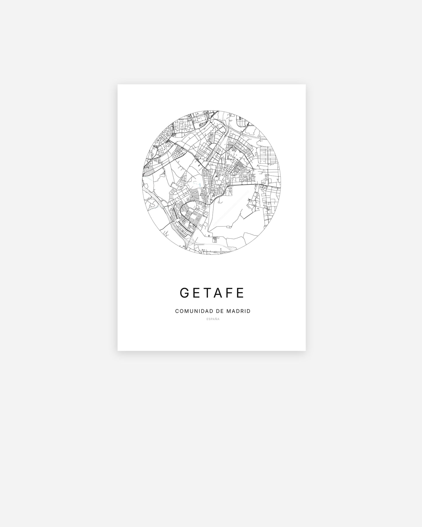 Plan de la ville de Getafe au design minimaliste.