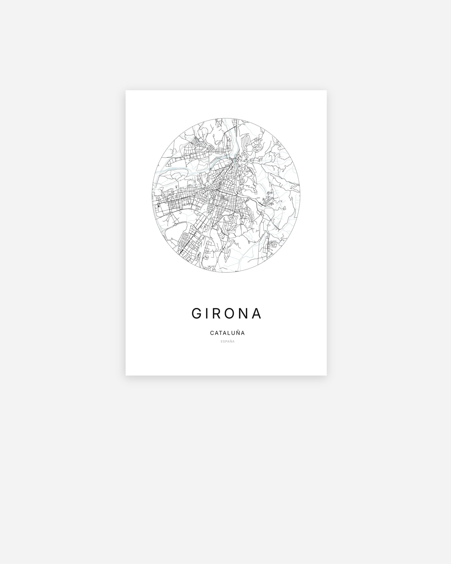 Plan de la ville de Girona au design minimaliste.