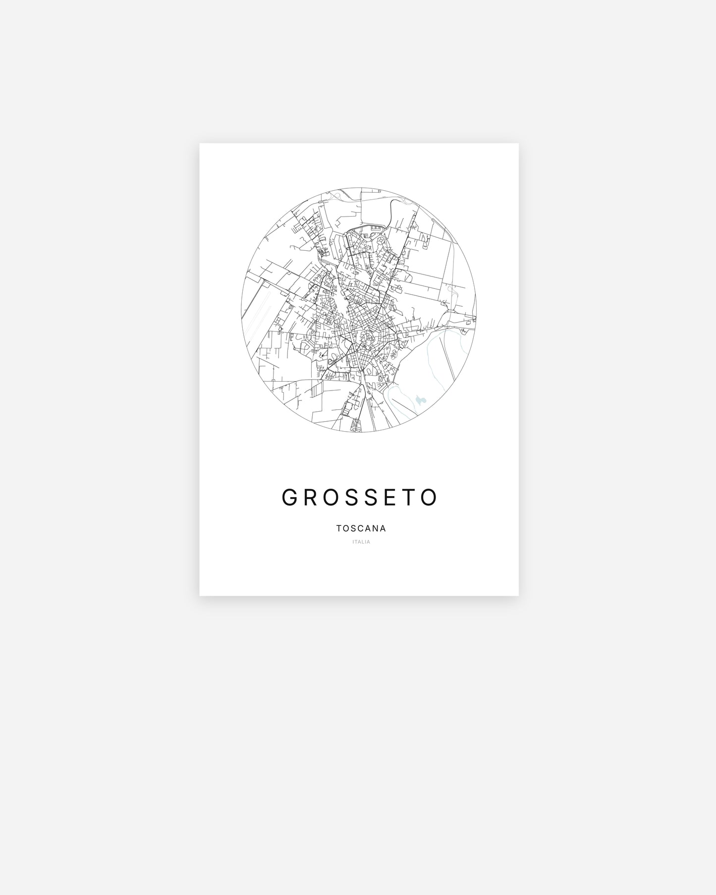 Plan de la ville de Grosseto au design minimaliste.