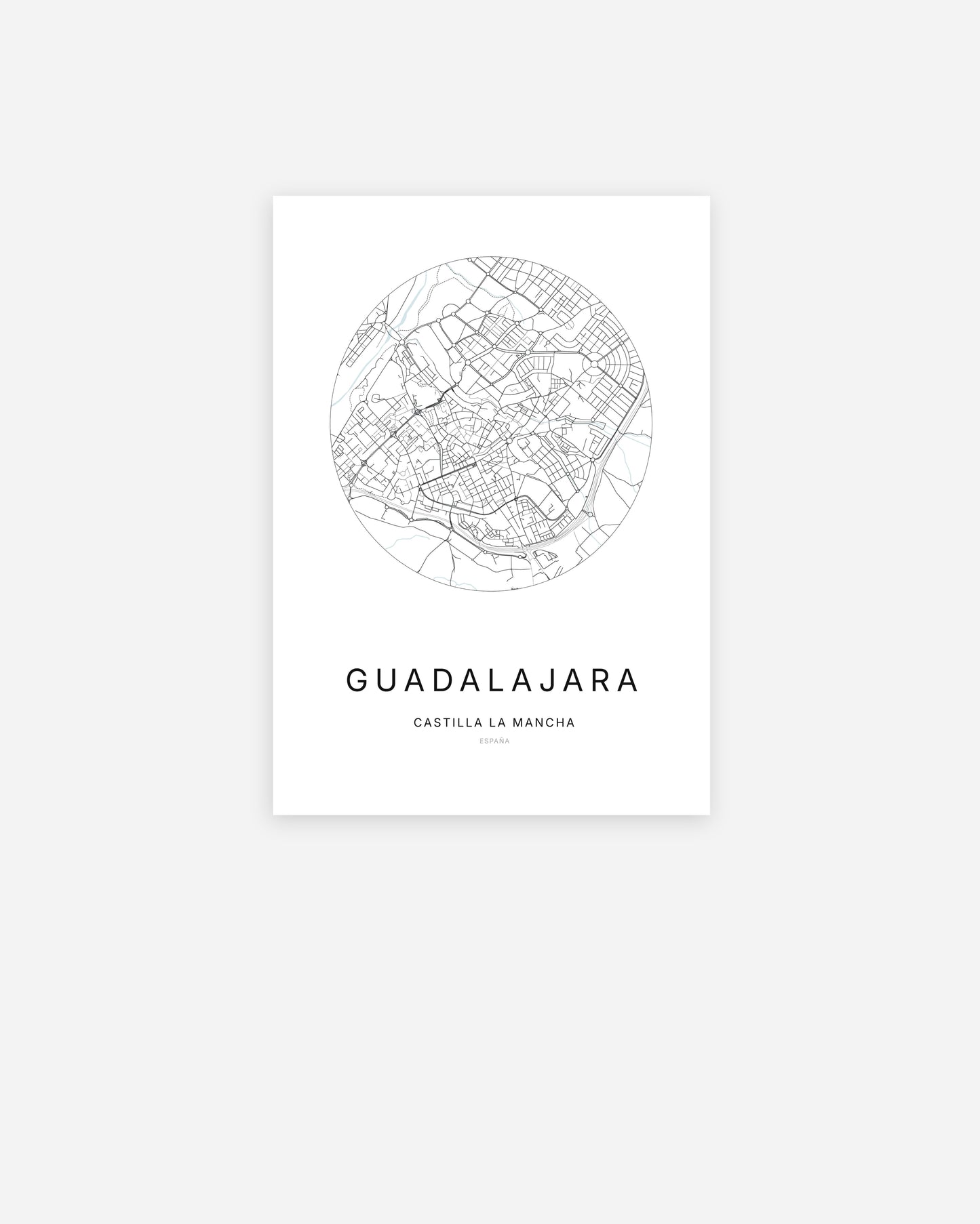 Plan de la ville de Guadalajara au design minimaliste.