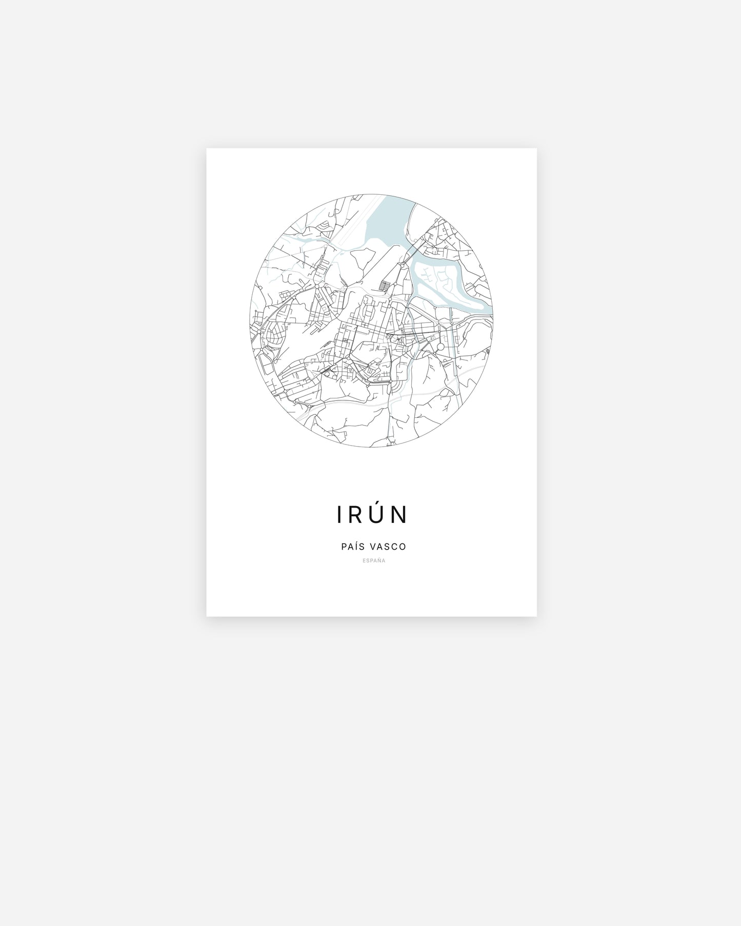 Plan de la ville d'Irún au design minimaliste.