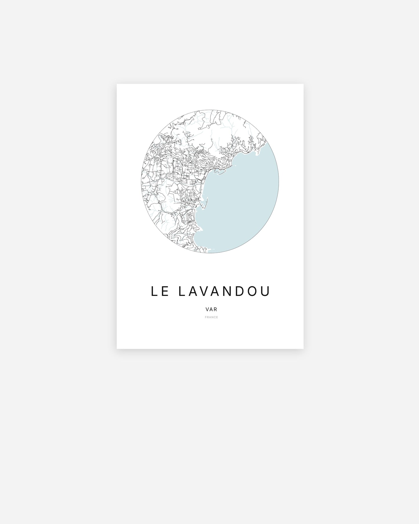 Plan de la ville de Le Lavandou au design minimaliste.