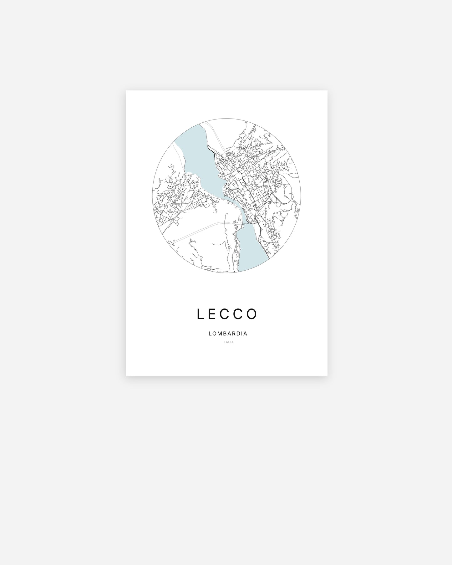 Plan de la ville de Lecco au design minimaliste.