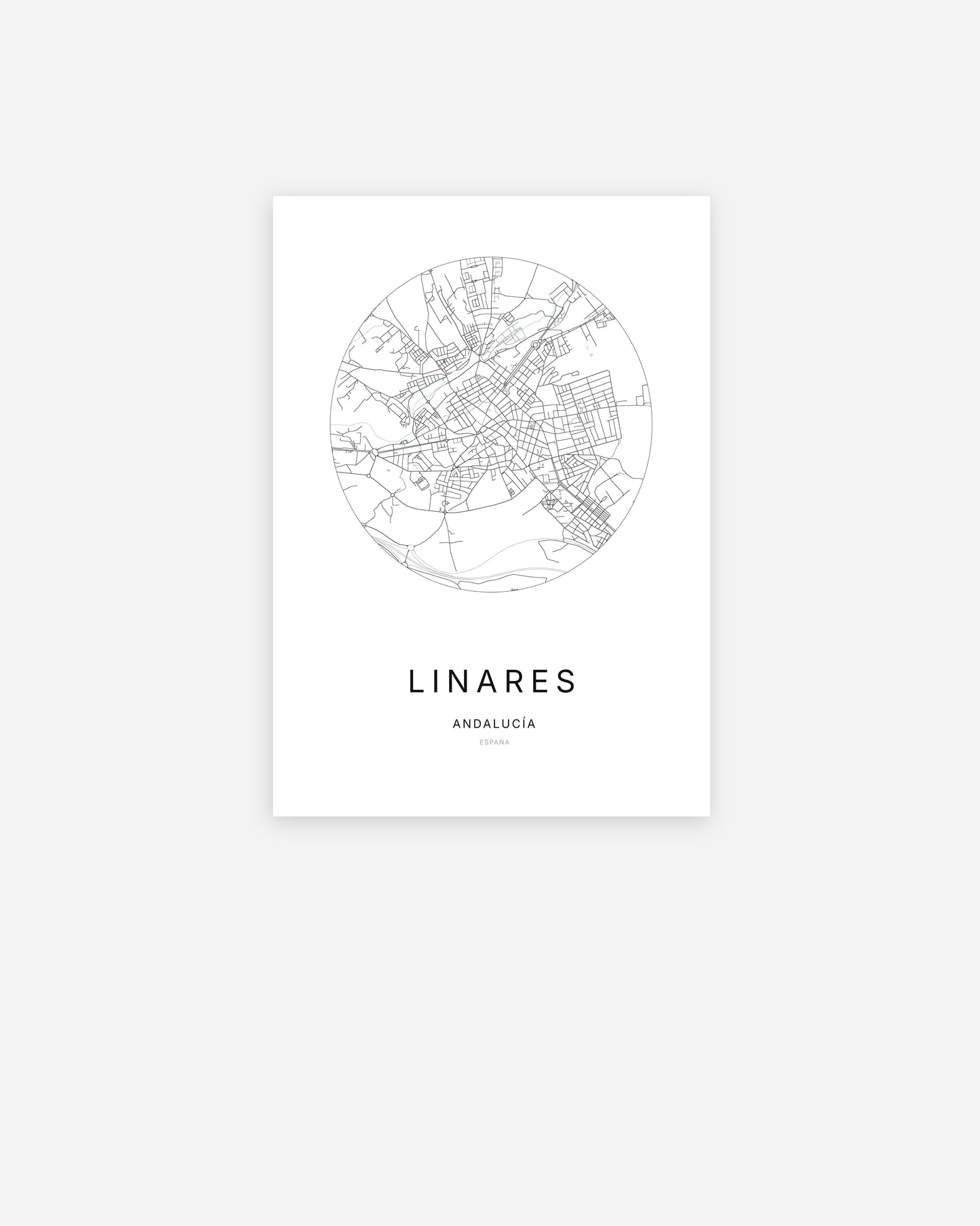 Plan de la ville de Linares au design minimaliste.