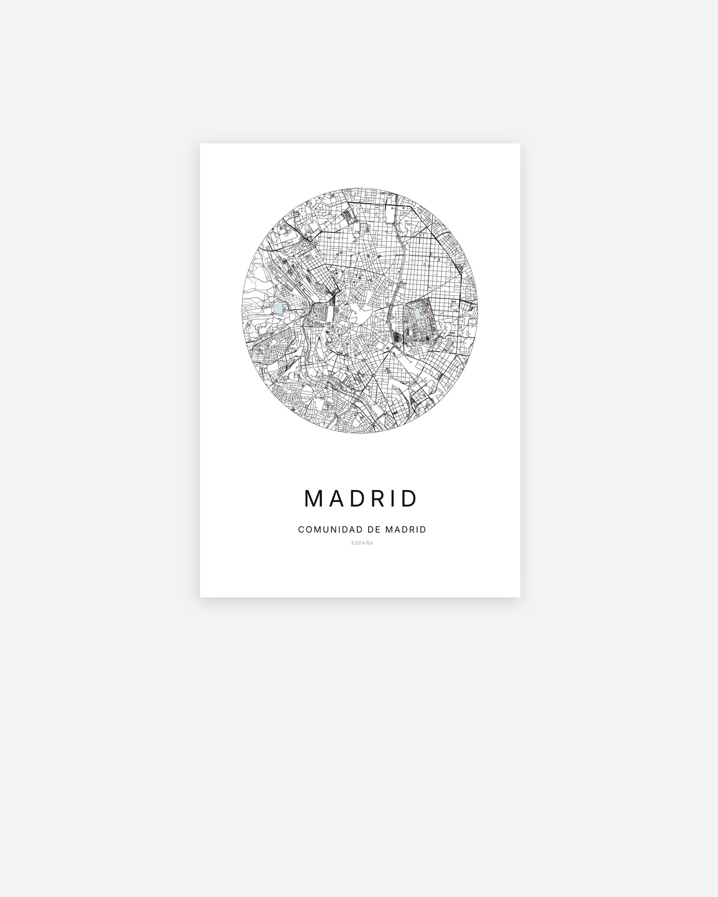 Plan de la ville de Madrid au design minimaliste.