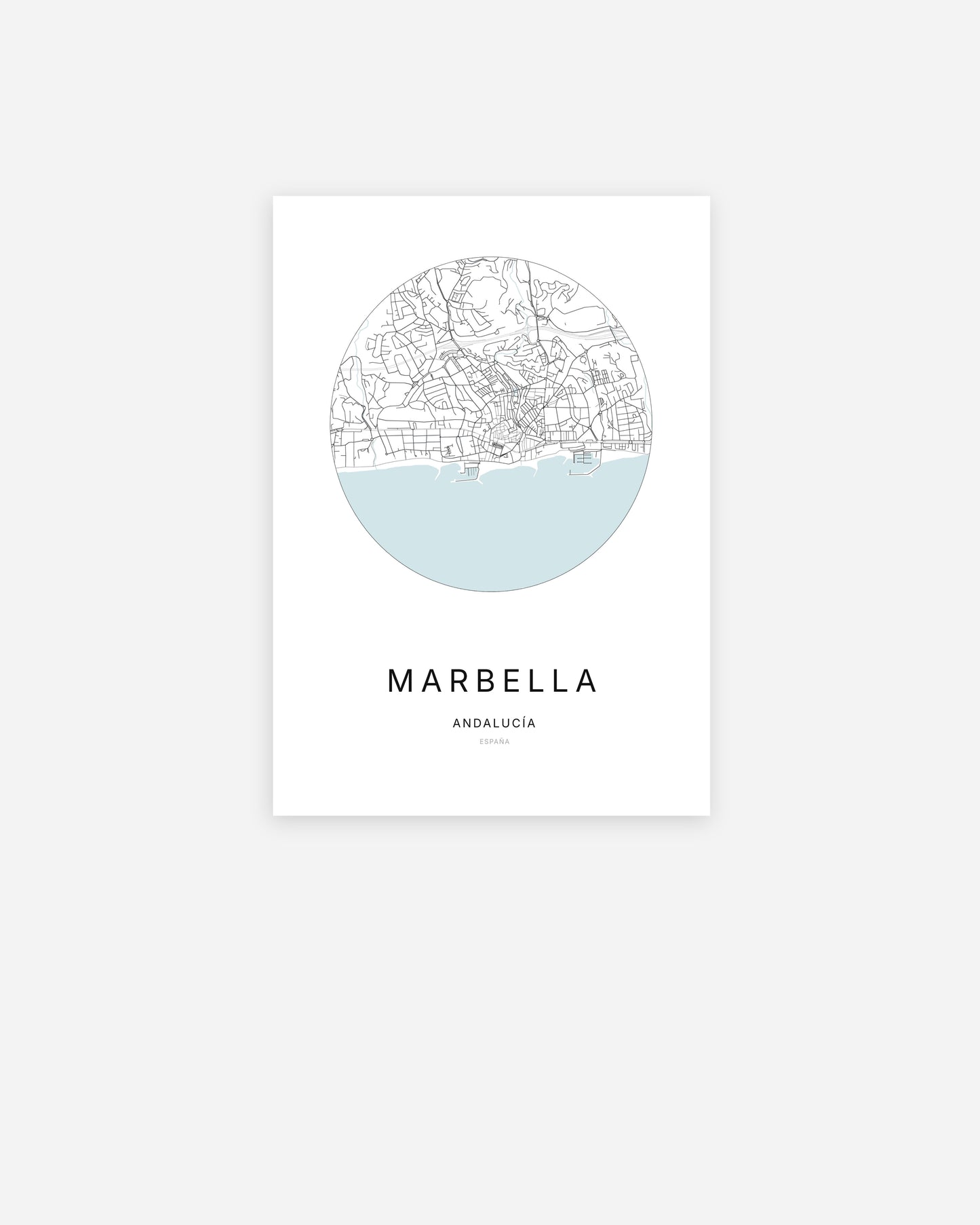 Plan de la ville de Marbella au design minimaliste.