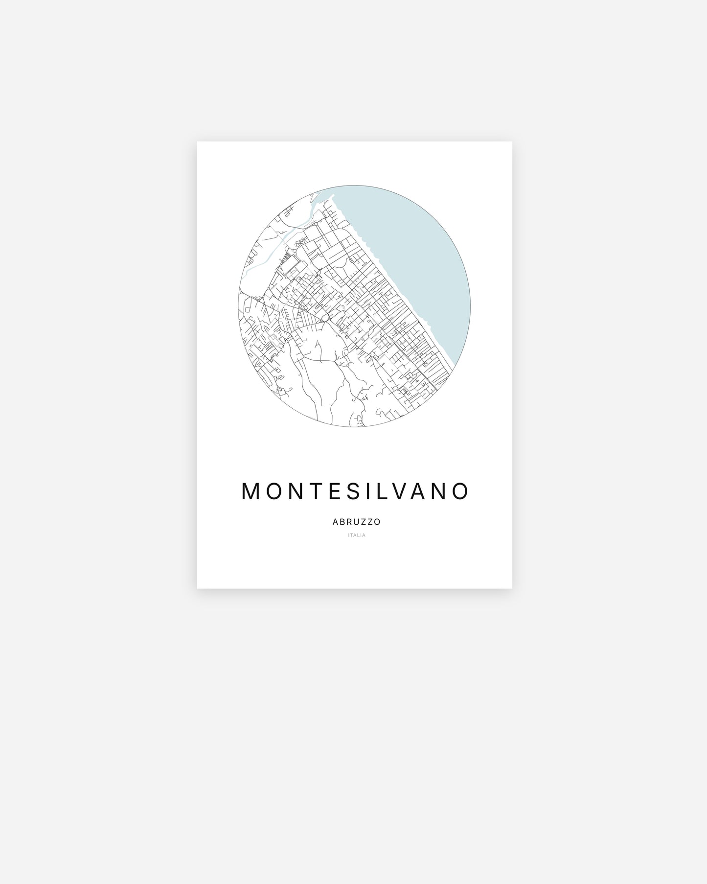 Plan de la ville de Montesilvano au design minimaliste.