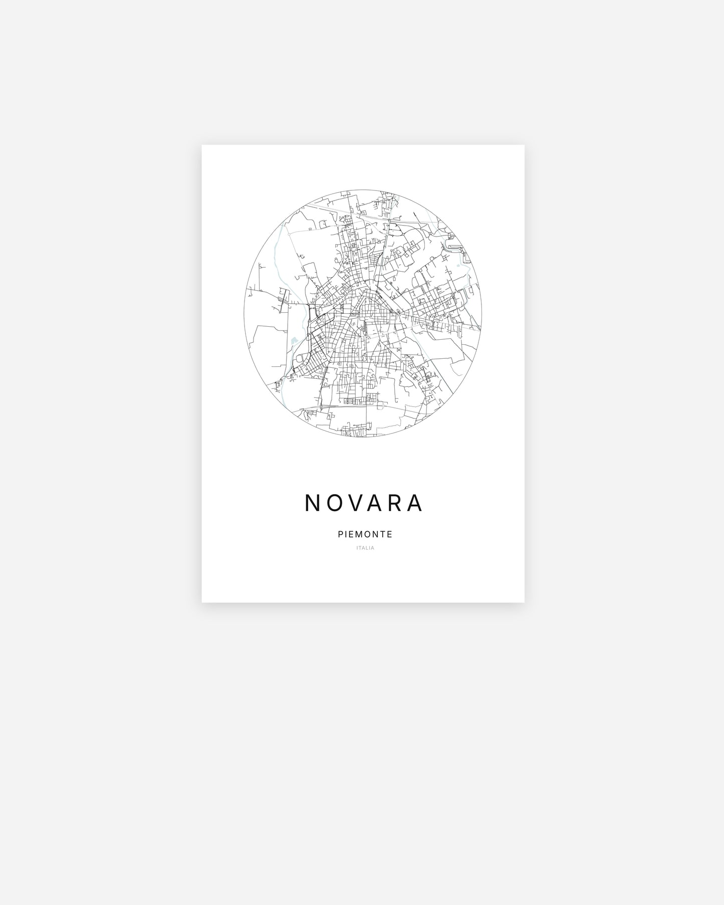 Plan de la ville de Novara au design minimaliste.