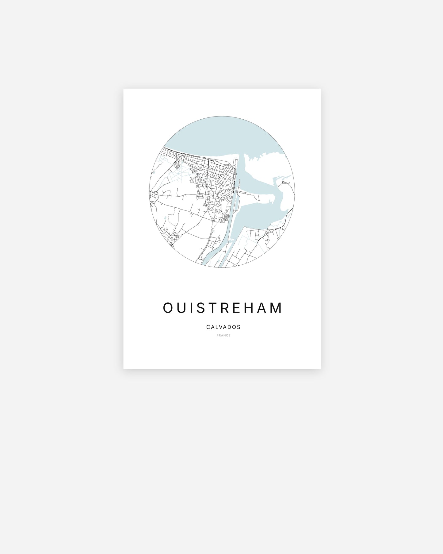 Plan de la ville de Ouistreham au design minimaliste.
