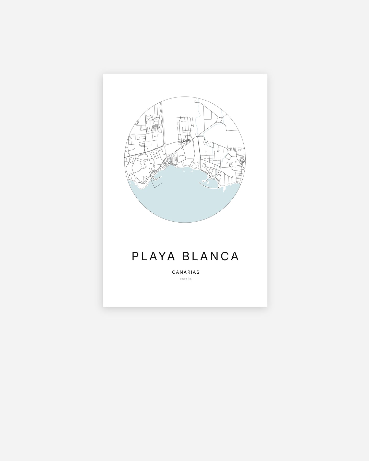 Plan de la ville de Playa Blanca au design minimaliste.