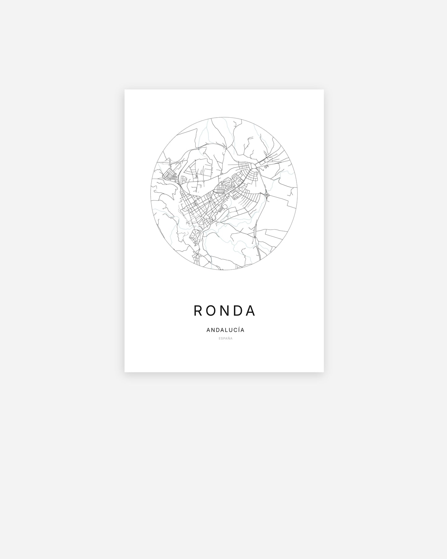 Plan de la ville de Ronda au design minimaliste.